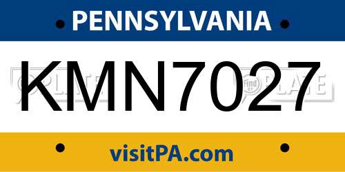 KMN7027 Pennsylvania License Plate