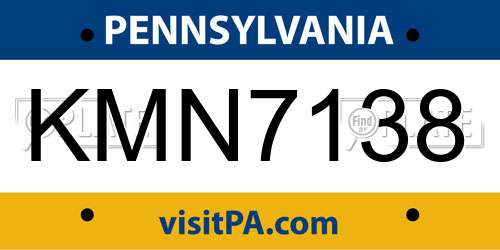 KMN7138 Pennsylvania License Plate