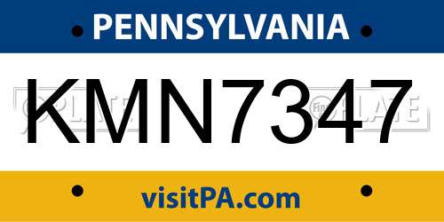 KMN7347 Pennsylvania License Plate