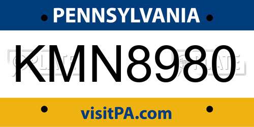 KMN8980 Pennsylvania License Plate