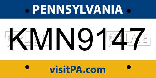 KMN9147 Pennsylvania License Plate