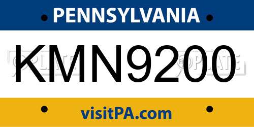 KMN9200 Pennsylvania License Plate