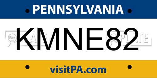 KMNE82 Pennsylvania License Plate