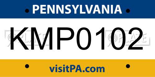 KMP0102 Pennsylvania License Plate