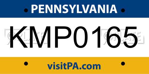 KMP0165 Pennsylvania License Plate