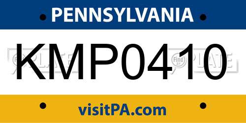 KMP0410 Pennsylvania License Plate