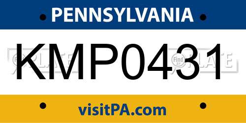 KMP0431 Pennsylvania License Plate