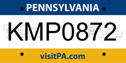 KMP0872 Pennsylvania License Plate