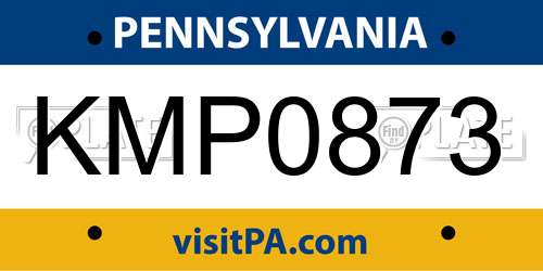 KMP0873 Pennsylvania License Plate