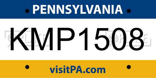 KMP1508 Pennsylvania License Plate
