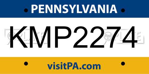 KMP2274 Pennsylvania License Plate