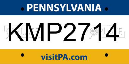 KMP2714 Pennsylvania License Plate