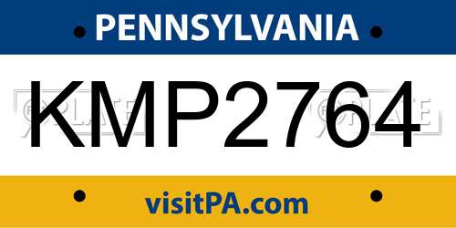 KMP2764 Pennsylvania License Plate