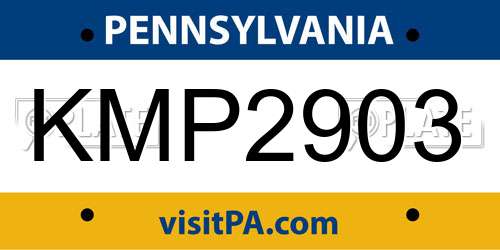 KMP2903 Pennsylvania License Plate