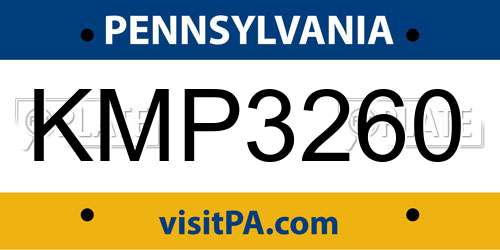 KMP3260 Pennsylvania License Plate