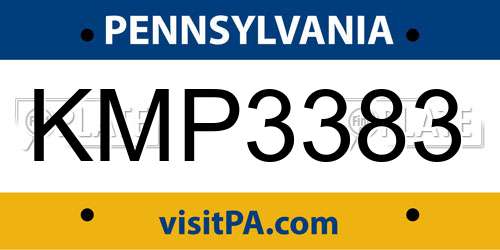 KMP3383 Pennsylvania License Plate