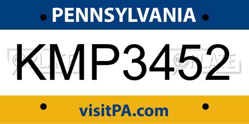 KMP3452 Pennsylvania License Plate