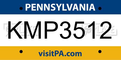 KMP3512 Pennsylvania License Plate