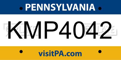 KMP4042 Pennsylvania License Plate
