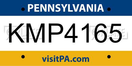 KMP4165 Pennsylvania License Plate