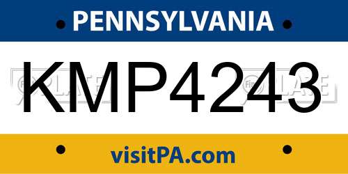 KMP4243 Pennsylvania License Plate