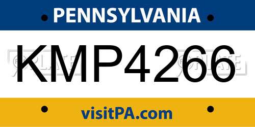 KMP4266 Pennsylvania License Plate