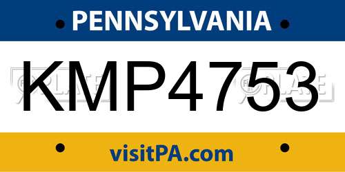 KMP4753 Pennsylvania License Plate