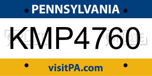 KMP4760 Pennsylvania License Plate