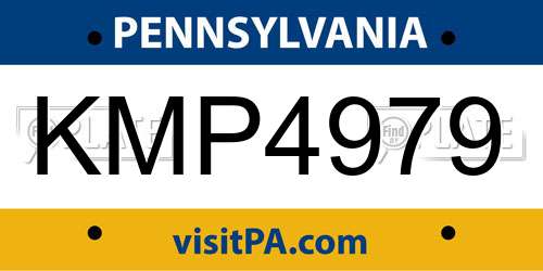 KMP4979 Pennsylvania License Plate