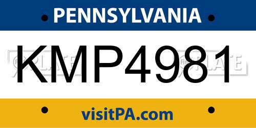 KMP4981 Pennsylvania License Plate