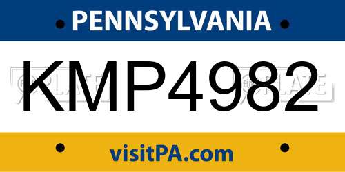 KMP4982 Pennsylvania License Plate