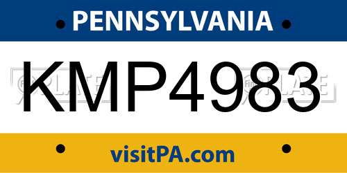 KMP4983 Pennsylvania License Plate