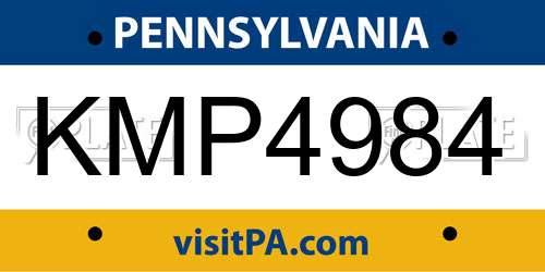 KMP4984 Pennsylvania License Plate