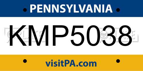KMP5038 Pennsylvania License Plate