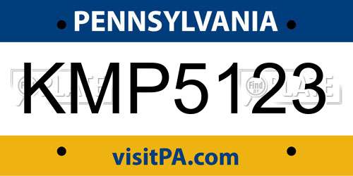 KMP5123 Pennsylvania License Plate
