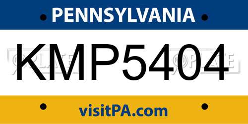 KMP5404 Pennsylvania License Plate