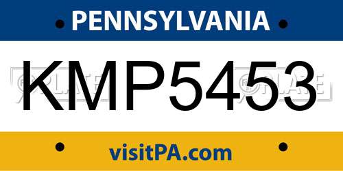 KMP5453 Pennsylvania License Plate