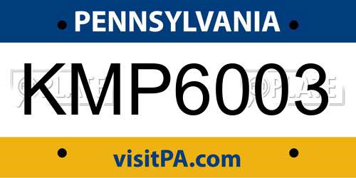 KMP6003 Pennsylvania License Plate