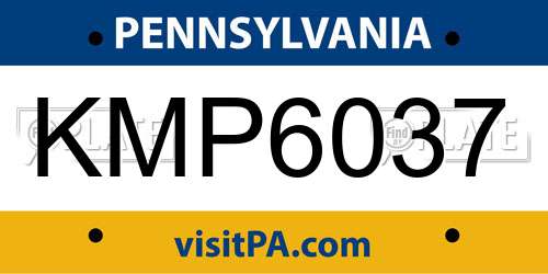 KMP6037 Pennsylvania License Plate