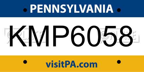 KMP6058 Pennsylvania License Plate