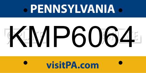 KMP6064 Pennsylvania License Plate