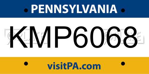 KMP6068 Pennsylvania License Plate