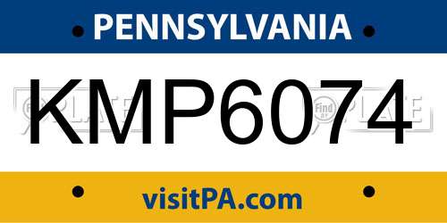KMP6074 Pennsylvania License Plate