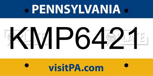 KMP6421 Pennsylvania License Plate