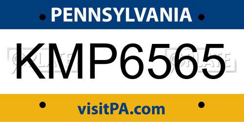 KMP6565 Pennsylvania License Plate