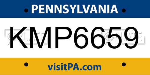 KMP6659 Pennsylvania License Plate