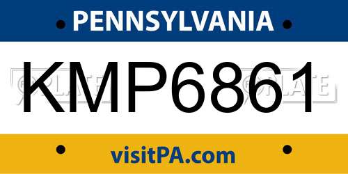 KMP6861 Pennsylvania License Plate