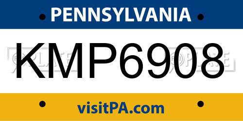 KMP6908 Pennsylvania License Plate