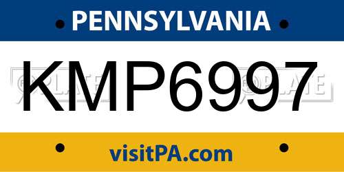 KMP6997 Pennsylvania License Plate