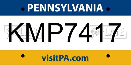 KMP7417 Pennsylvania License Plate